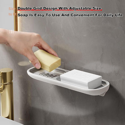 Soap Holder Dish Shower, Bar Soap Holder with Drainage, Self Draining Soap Holder, Wall Mounted Soap Box Tray Container for Bathroom, Bathtub Kitchen Sink (1PC White)