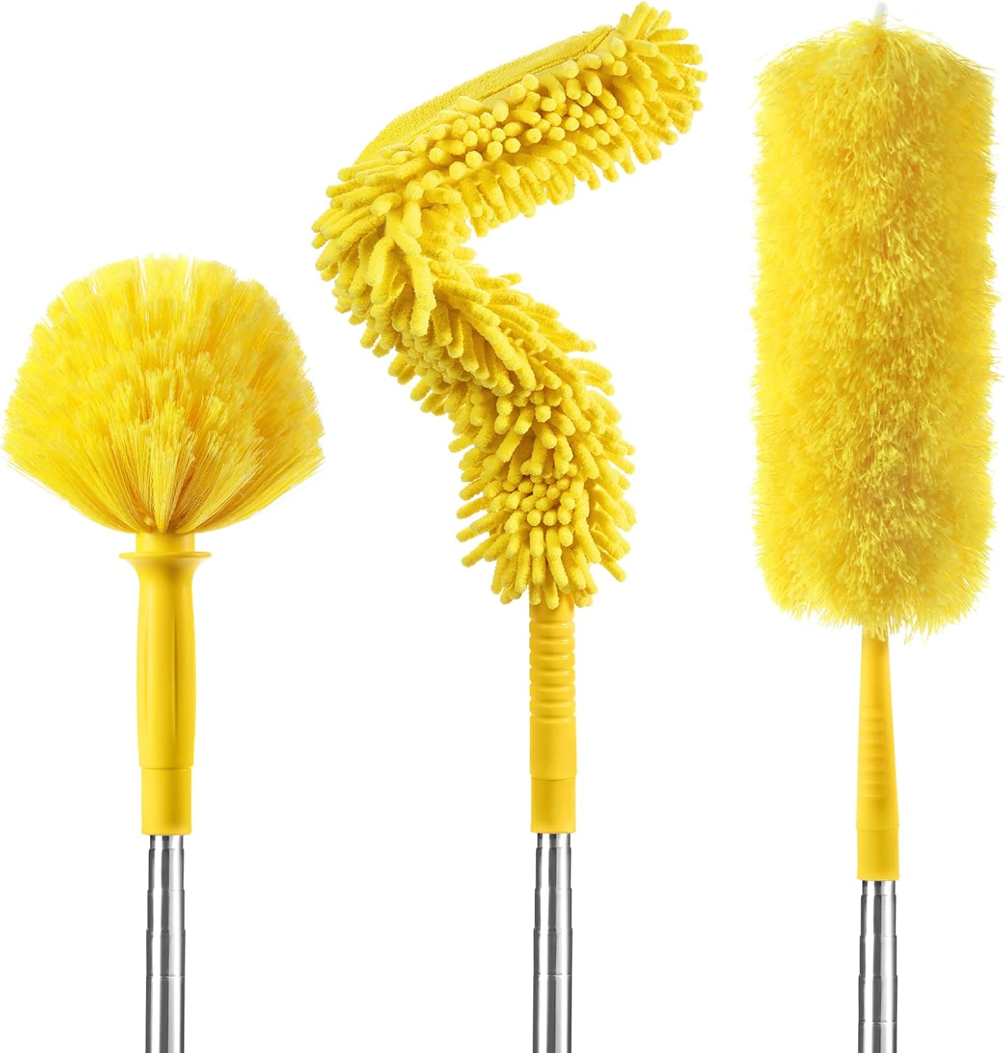 17FT Extendable Duster with 2-9 ft Extension Pole for High Ceilings, Newliton Cobweb Duster for Ceiling Fans Hard-to-Reach Areas, Long Handle Microfiber Dusting Tool for Home Cleaning