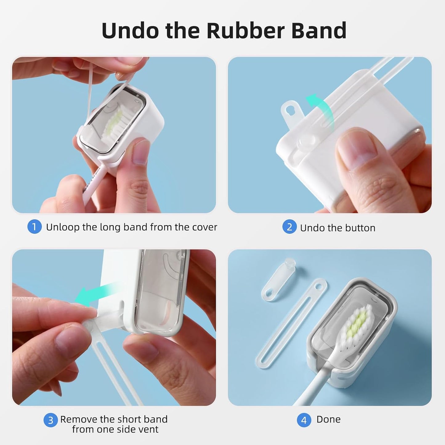 Travel Toothbrush Cover 2PCS,【Innovative Band Design】 Stay Closed Electric Toothbrush Covers Caps, Toothbrush Head Cover for Travel, Camping,Bathroom, Business