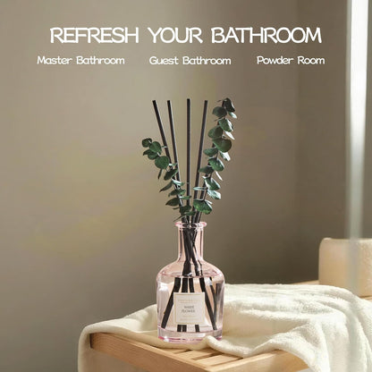 COCORRÍNA Wild Mint & Eucalyptus Reed Diffuser – 6.76 oz Essential Oil with 8 Reeds & Real Eucalyptus Sticks, Home Fragrance for Bedroom or Bathroom Décor