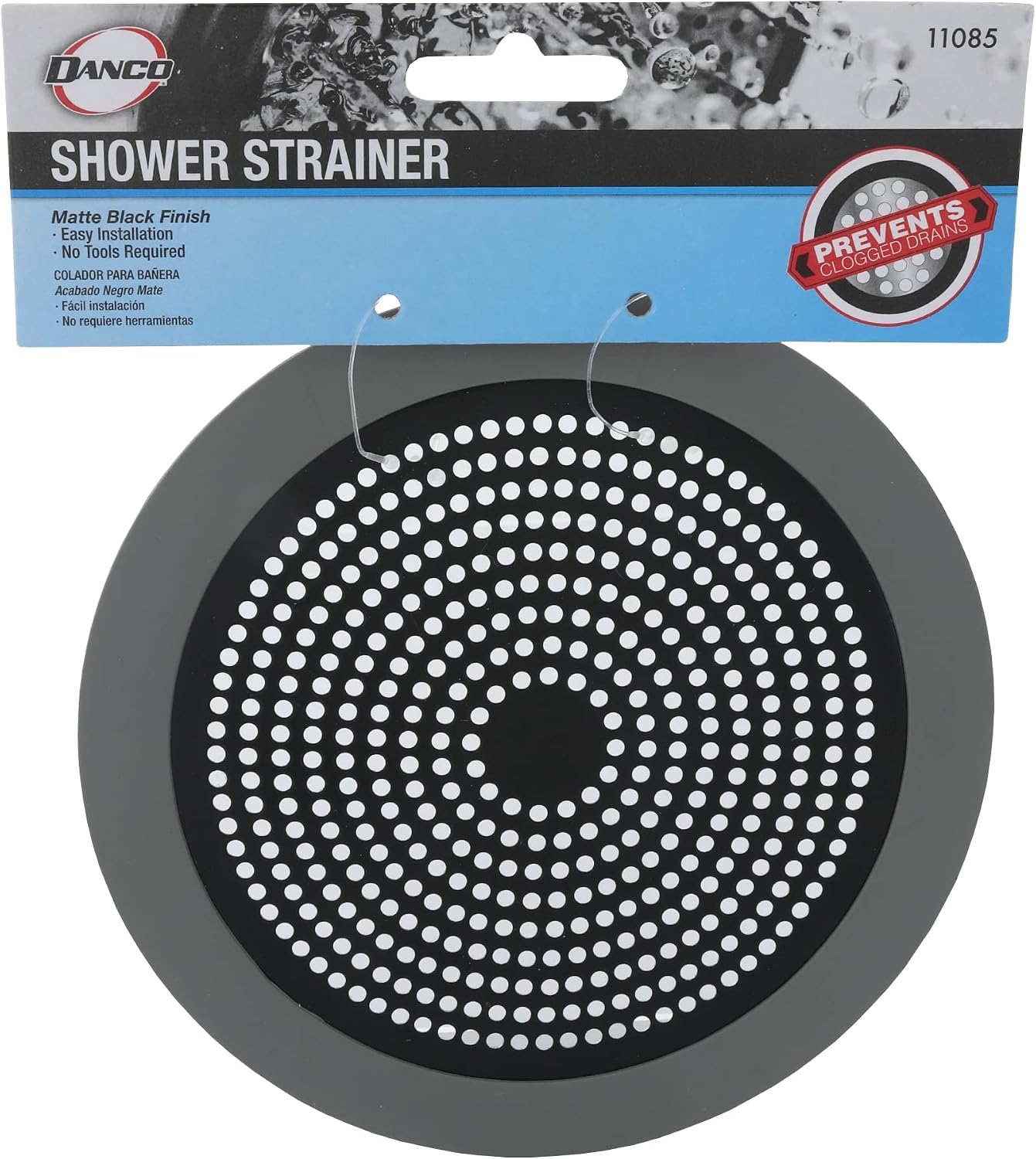 Danco Snap-in Shower Drain Cover with in-Drain Hair Catcher, 4-1/4" Round, White Strainer, (10533)