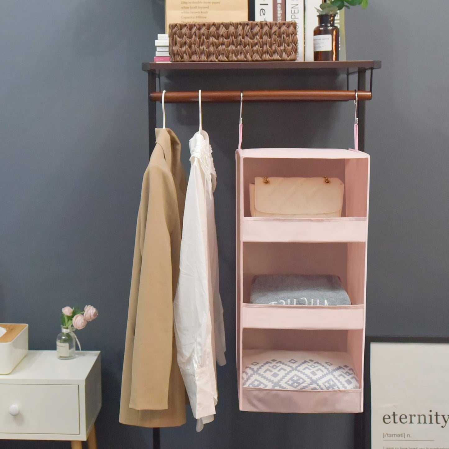 GRANNY SAYS 3-Shelf Hanging Closet Organizer and Storage, Collapsible Hanging Closet Shelves, Hanging Organizer for Closet & RV, Gray, 29 ½" H X 12" W X 12" D, 1-Pack
