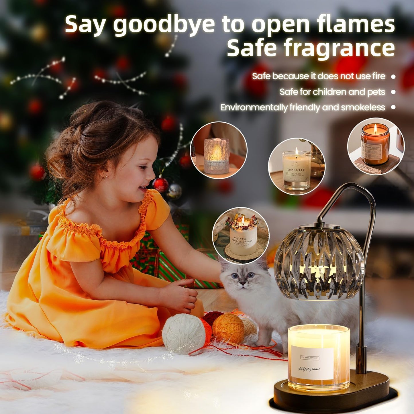 Candle Warmer Lamp with Timer & 4-Level Dimmer, Electric Wax Warmer for Jar Candles, Black Home Decor with 2 Bulbs, Gift for Women, Men, Housewarming