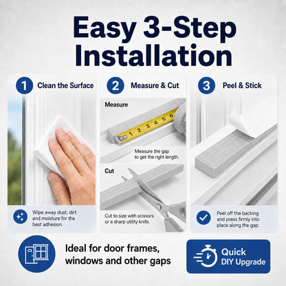 33FT EVA Foam Weather Stripping Door Seal, Self-Adhesive Weatherstrip Tape for Door Frame, Window Gaps, Soundproof Insulation