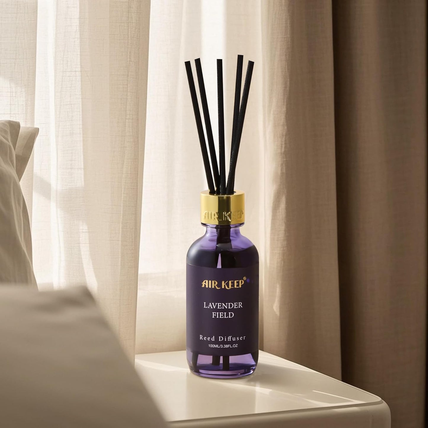 Airkeep Reed Diffuser Oil Set with Reed Sticks,Vanilla Aromatherapy Oil Scent Diffuser for Home Office Bathroom Decoration Perfume and Gifts 3.38 oz/100ml
