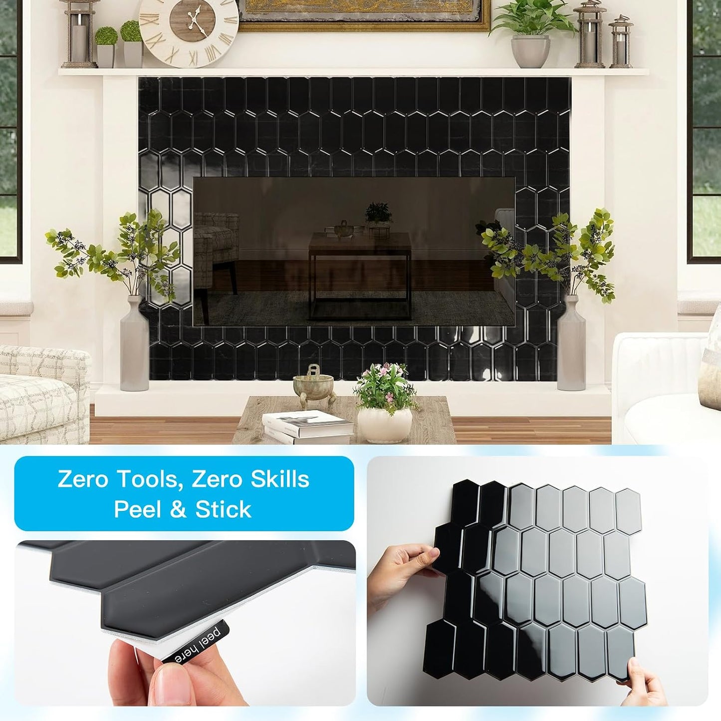 Art3d 10-Sheet Heavy-Duty Peel and Stick Backsplash, Self-Adhesive Vinyl Wall Tiles for Kitchen Countertop Bathroom, White
