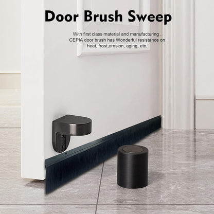 4-Pack Garage Door Brush Seal – Cepia Black Bottom Sweep – Roll-Up Door Stripping, 2.80" Wide x 39.3" Long, Aluminum Alloy Base, Ideal for Exterior Doors and Industrial Use (157.5 in / 400 cm)
