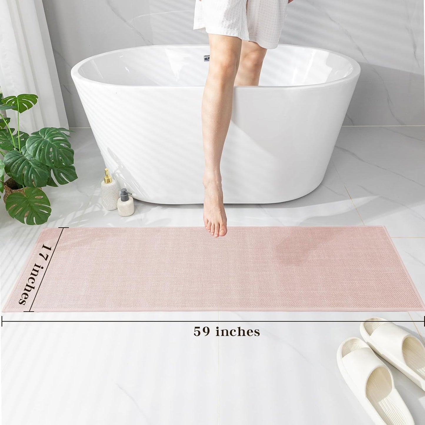 chakme Bathroom Rugs Mat 24x17, Ultra Thin Non Slip Bath Mat Small Quick Dry Absorbent Bath Mat for Bathroom Floor, (Dark Beige, 24"x17")