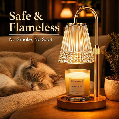 TATAANTY Candle Warmer Lamp with Timer and Dimmer, 4 Brightness Levels, Wooden Base, Mothers Day Gifts, Birthday Gift for Women, Golden, Home Decor Suitable for Bedroom, Offices, Living Rooms
