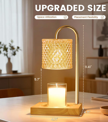 TigQiang Candle Warmer Lamp with Timer Dimmer, Birthday Gifts for Women Mom, House Warming Gifts, Elegant New Home Decor, Wax Warmer for Jar Candles, Heater Lamp for Scented Wax, Clear Glass