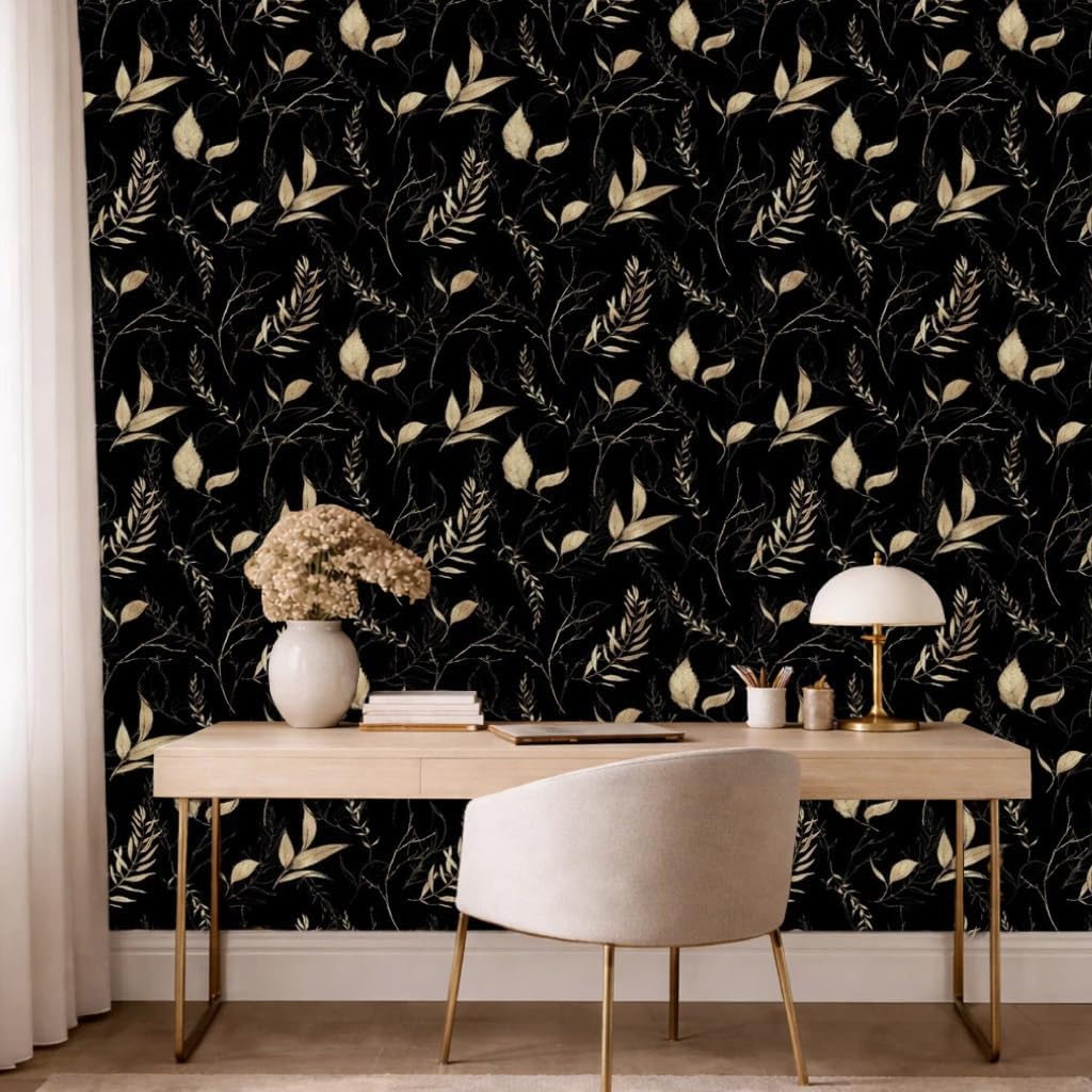 Sage Green and Blue Leaf Peel and Stick Wallpaper Modern Removable Self Adhesive Waterproof Renter Friendly Wall Covering for Bathroom and Accent Walls 17.7in x 88.5in