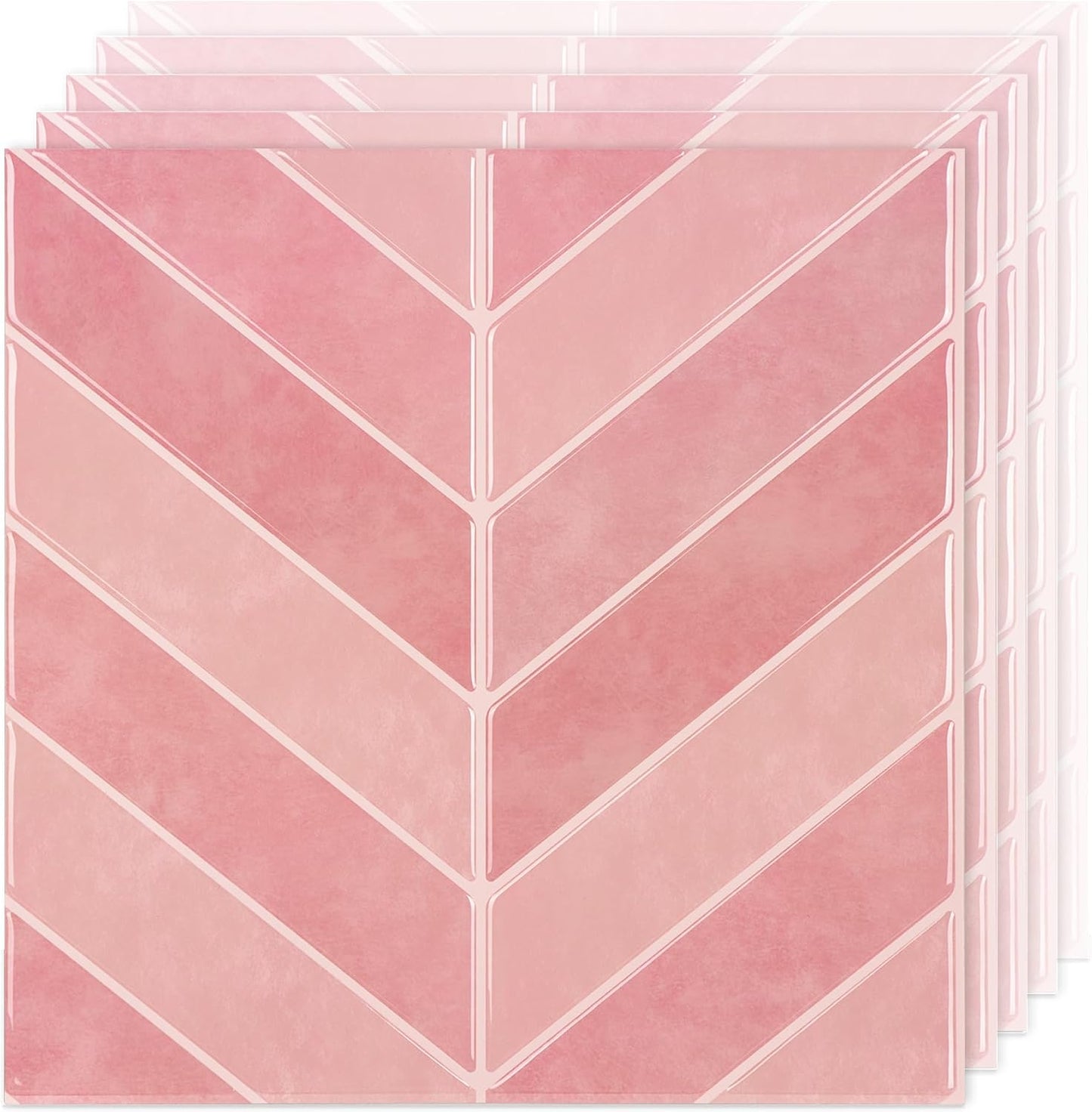 Peel and Stick Subway Backsplash Tiles, 5 Pack, 12 x 12 in, Almond | extra thick 3D wall panels, heat and water resistant wall panels, easy DIY kitchen, bathroom, laundry, fireplace wall décor