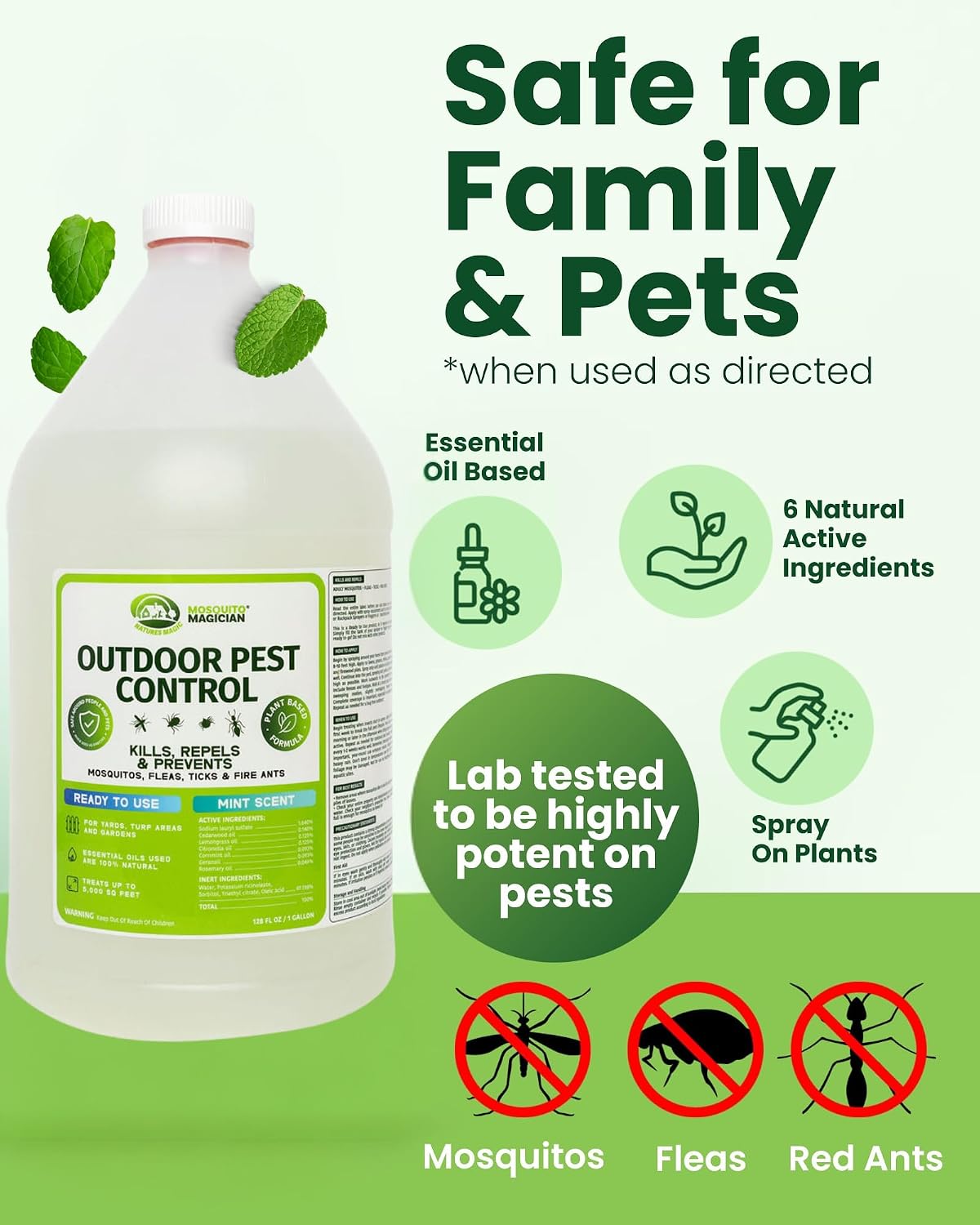 Mosquito Magician Ready-to-Use Mosquito Yard Spray 2 Gal (original scent) – Kills Mosquitoes, Fleas & Fire Ants, Repels & Prevents Ticks – Essential Oil Formula for Sprayers, Foggers & Misting Systems