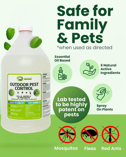 Mosquito Magician Ready-to-Use Mosquito Yard Spray 2 Gal (original scent) – Kills Mosquitoes, Fleas & Fire Ants, Repels & Prevents Ticks – Essential Oil Formula for Sprayers, Foggers & Misting Systems