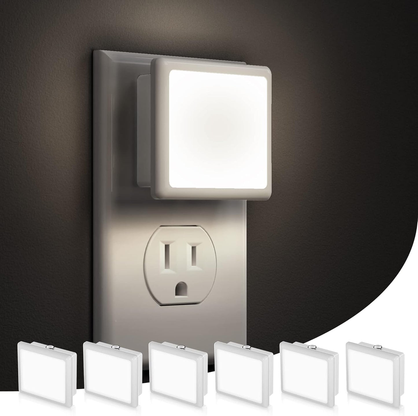 L LOHAS LED Night Light,Night Lights Plug into Wall, [6-Pack] Plug in Night Light, Dusk-to-Dawn Sensor, 3000K Soft White 0.3W Bright Nightlight Auto-On/Off for Adults Kids Bedroom Bathroom Hallway