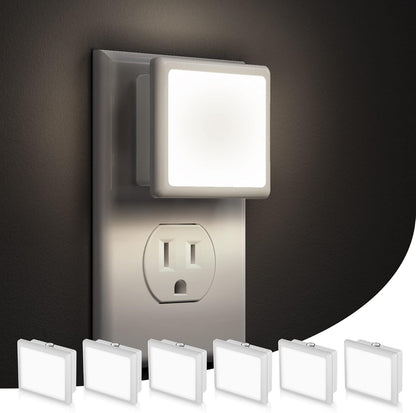 L LOHAS LED Night Light,Night Lights Plug into Wall, [6-Pack] Plug in Night Light, Dusk-to-Dawn Sensor, 3000K Soft White 0.3W Bright Nightlight Auto-On/Off for Adults Kids Bedroom Bathroom Hallway