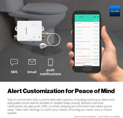 YoLink LeakStop 1-Channel for Toilets/Sinks, Auto Shutoff Valve & Leak Detector, Real-Time Monitoring, LoRa Long-Range, 2 AA Up to 5-Year Battery, App/SMS/Email Alerts – Hub Included