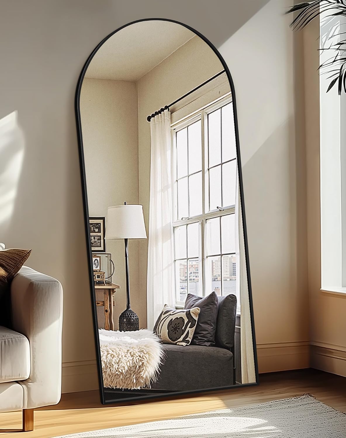 Delma Arched Mirror Full Length,Standing Mirror Full Body,Large Floor with Stand for Wall Entryway Door Bedroom Bathroom Living Room