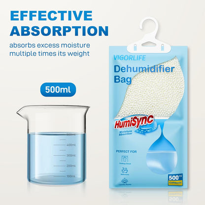 Moisture Absorbers, Hanging Closet Dehumidifier Bags 9.8 OZ, Portable Dehumidifiers for Wardrobes, Bathrooms & Bedrooms, Humidity Packs Attract Excess Moisture, Desiccant 5 Pack (Blue)