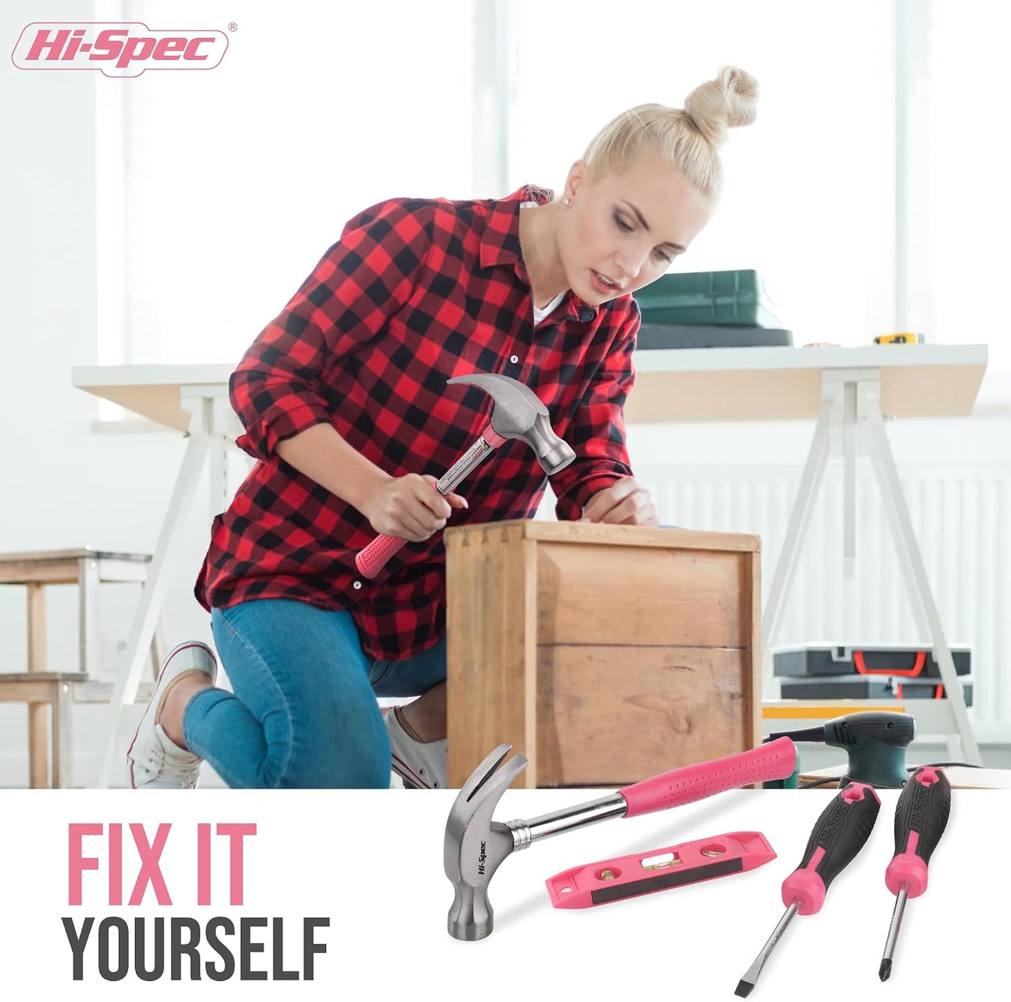 Hi-Spec Tool Kit Yellow 20pc. Small Tool Kit for Home DIY & Office Repairs. Compact and Lightweight Essential Tools in a Portable Book-Sized case.
