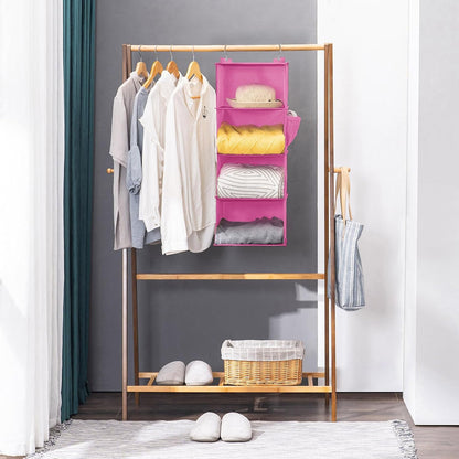 YOUDENOVA Hanging Closet Organizer, 4-Shelf Closet Hanging Storage Shelves, Grey
