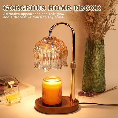 Funistree Flower Candle Warmer Lamp with Timer, Dimmable Candle Lamp Warmer, Christmas Birthday Gifts for Women Mom Her, Housewarming Home Decor, Lotus Wax Warmer for Yankee Candles - Lily Amber