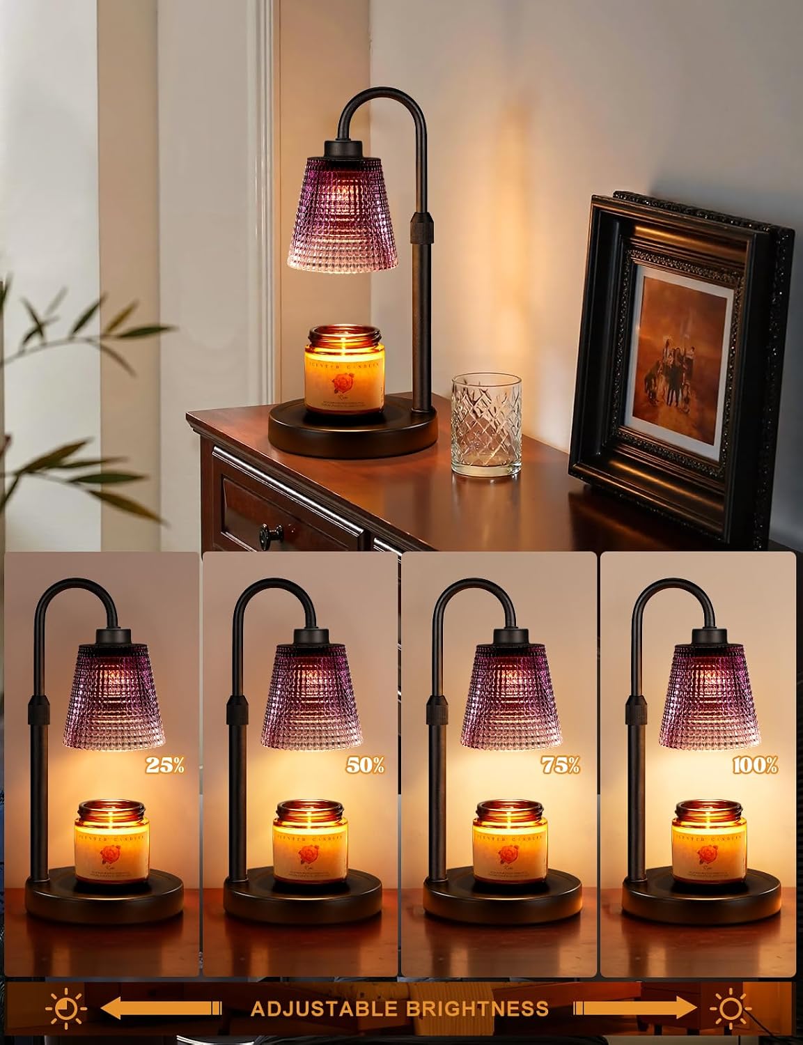 Innqoo Candle Warmer Lamp with Timer, Dimmable Candle Warmer for Jar Candles, Height Adjustable Wax Melts Warmer, Birthday Gifts for Women Mom, House Warming Gifts New Home Decor