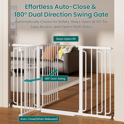 Cumbor 30-46" Baby Gate for Stairs, Mom's Choice Awards Winner-Auto Close Dog Gate for The House, Gifts for Mom, Easy Install Pressure Mounted Pet Gates for Doorways, Black