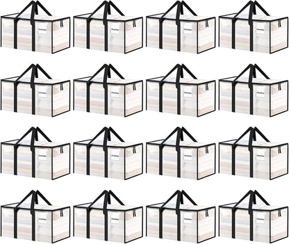 8 Pack Extra Large Heavy Duty Moving Bags, Clear Storage Bins with Lids, Reinforced Handles & Heavy-Duty Zippers Moving Boxes Storage Bags Totes for Clothes Packing, Dorms, College Supplies, Clear