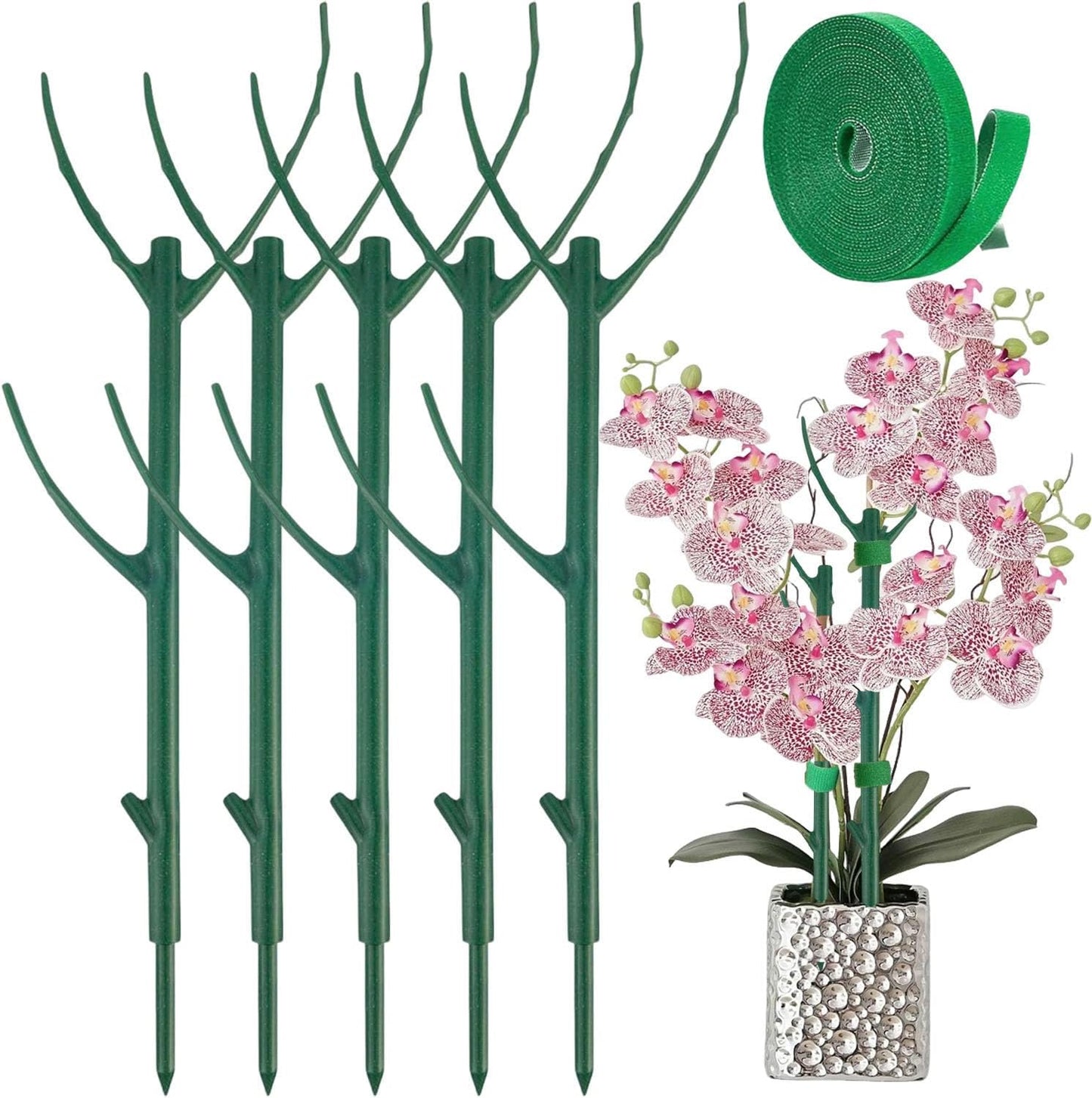 10 Pack Stackable Monstera Plant Support Climbing Plants Support Structures for Indoor Outdoor Plants Plant Holder Stick with Plant Ties for Support Tall Potted Plants, Bonus: 2 Roll of Gardening Tape