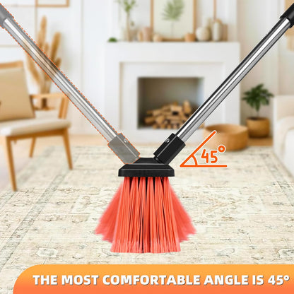 Push Broom, Swap Sides Handle Push Broom, Heavy Duty Outdoor Broom with 55" Long Handle for Cleaning of Patios, Driveways, Garages, Patios, Warehouses and Concrete Floors, 18 Inches
