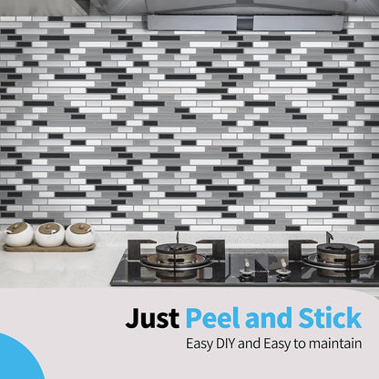 Art3d 10-Sheet Kitchen Backsplash Tiles Peel and Stick, Self Adhesive Wall Tile Sticker for Kitchen Island Bathroom Laundry Room RV Renter 12" x 12" - Jade Green