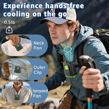 Portable Fan,120-Speed Adjustable Waist Clip Fan Turbo Cooling, Rechargeable Clip-On Personal Fan with LED flashlight,for Outdoor,Travel,Camping
