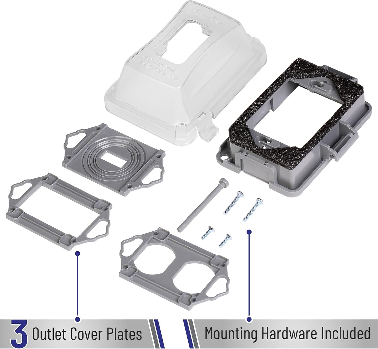 Bates- Weatherproof Electrical Outlet Cover, 1-Gang Outdoor Plug Cover | For Protection Against Rain Dust & Outdoor Use