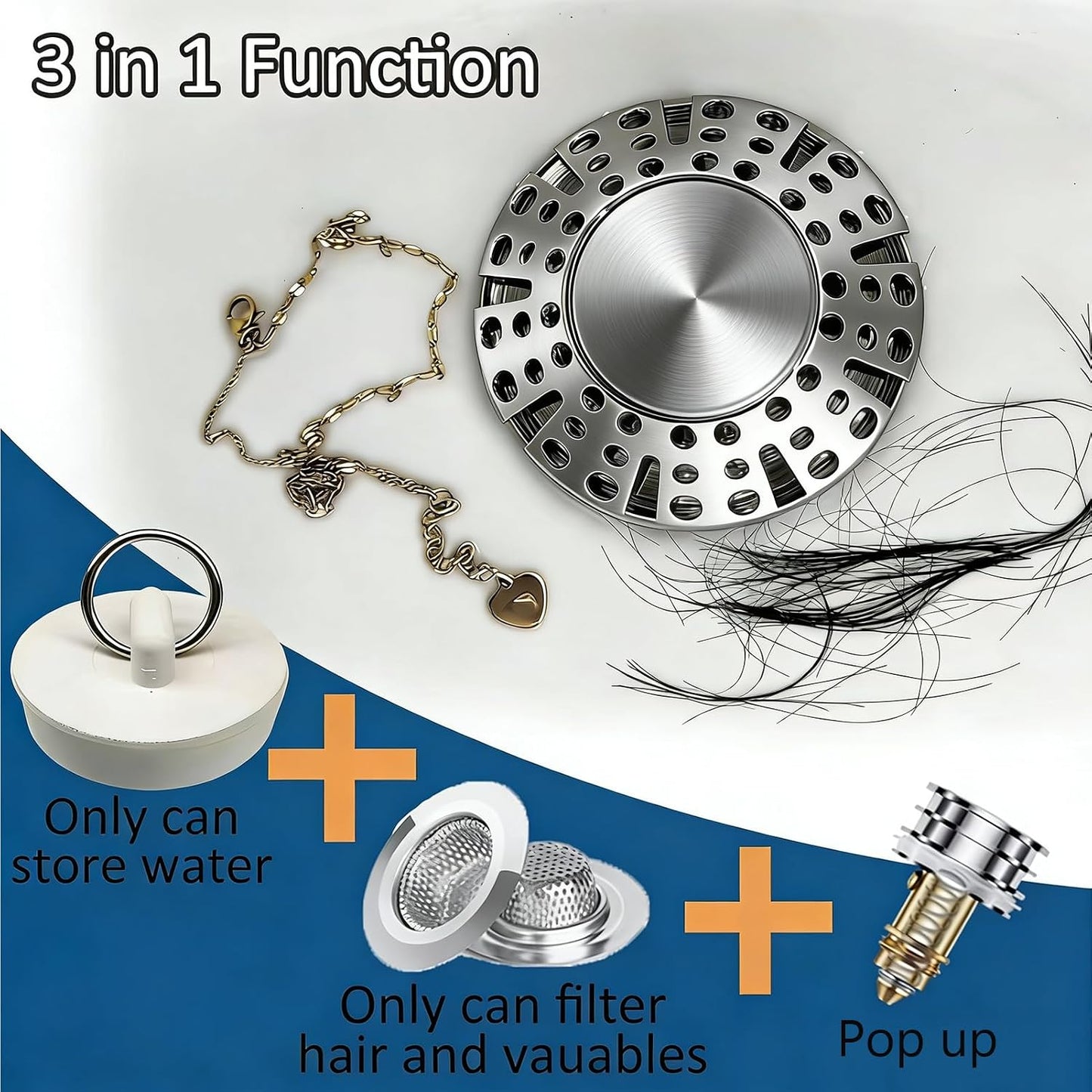 AzWzz Bathroom Sink Stopper,Sink Hair Catcher,Bathroom Sink Drain Strainer Pop Up Drain Cover Plug,Universal for 1.1 to 1.65in Sink Drain Hole