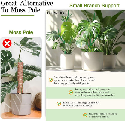 SupKing Adjustable Monstera Plant Support Garden Stakes 8 Pcs Stackable Branch Plant Stakes for Indoor Plants, Vine, Photos, Climbing and Potted Plants Come with 30 Pcs Plant Twist Tie