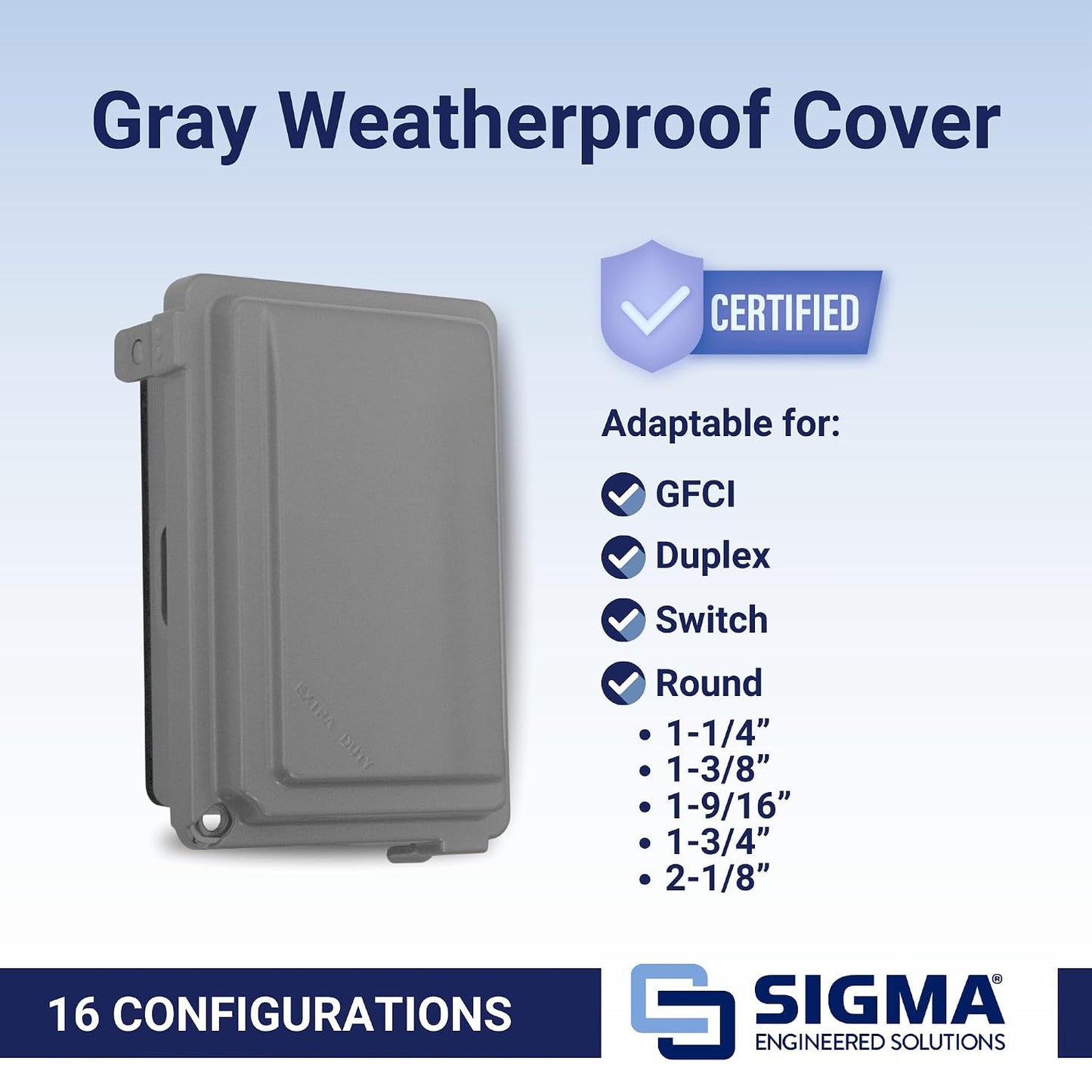 Sigma 14434M 1-Gang Metal While In Use Weatherproof Cover, Gray