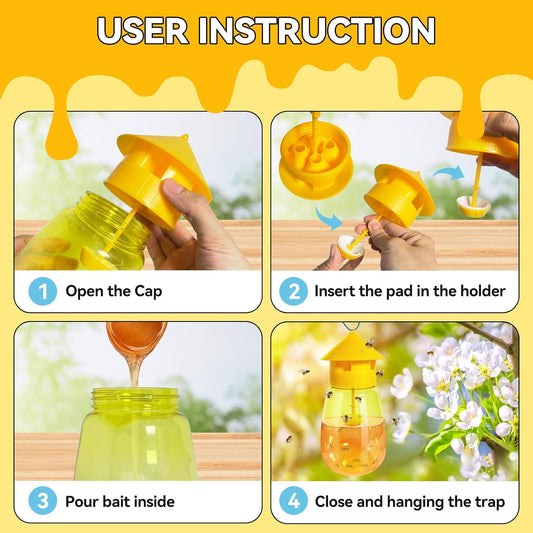 2 Packs Wasp Trap – Extra Large Yellow Jacket Trap Reusable Outdoor Hanging Ground Bee Wasps Killer Traps for Outside Garden, Patio, Backyard, Camping