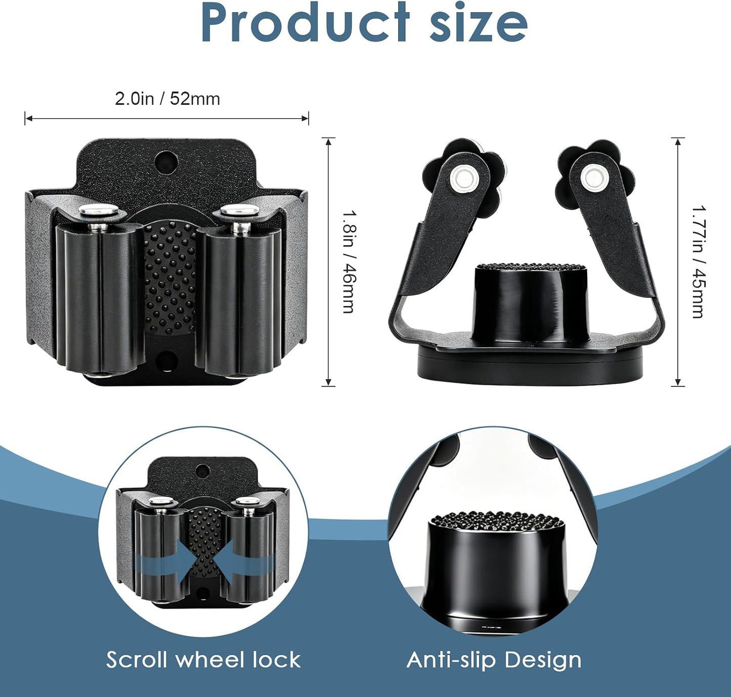 Magnetic Broom Holder Wall Mount, 5PCS No-Drill Broom and Mop Organizer Wall Hanging, 12lbs Heavy Duty Magnetic Tool Holder for Work Garage Laundry Kitchen RV Van Accessories