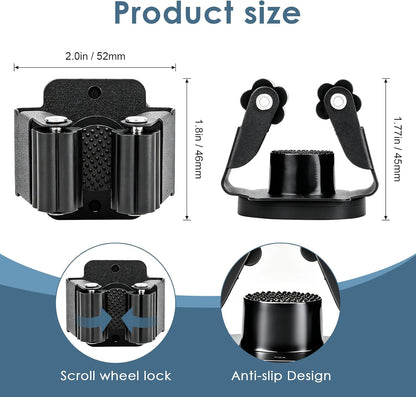 Magnetic Broom Holder Wall Mount, 5PCS No-Drill Broom and Mop Organizer Wall Hanging, 12lbs Heavy Duty Magnetic Tool Holder for Work Garage Laundry Kitchen RV Van Accessories