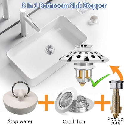 AzWzz Bathroom Sink Stopper,Sink Hair Catcher,Bathroom Sink Drain Strainer Pop Up Drain Cover Plug,Universal for 1.1 to 1.65in Sink Drain Hole