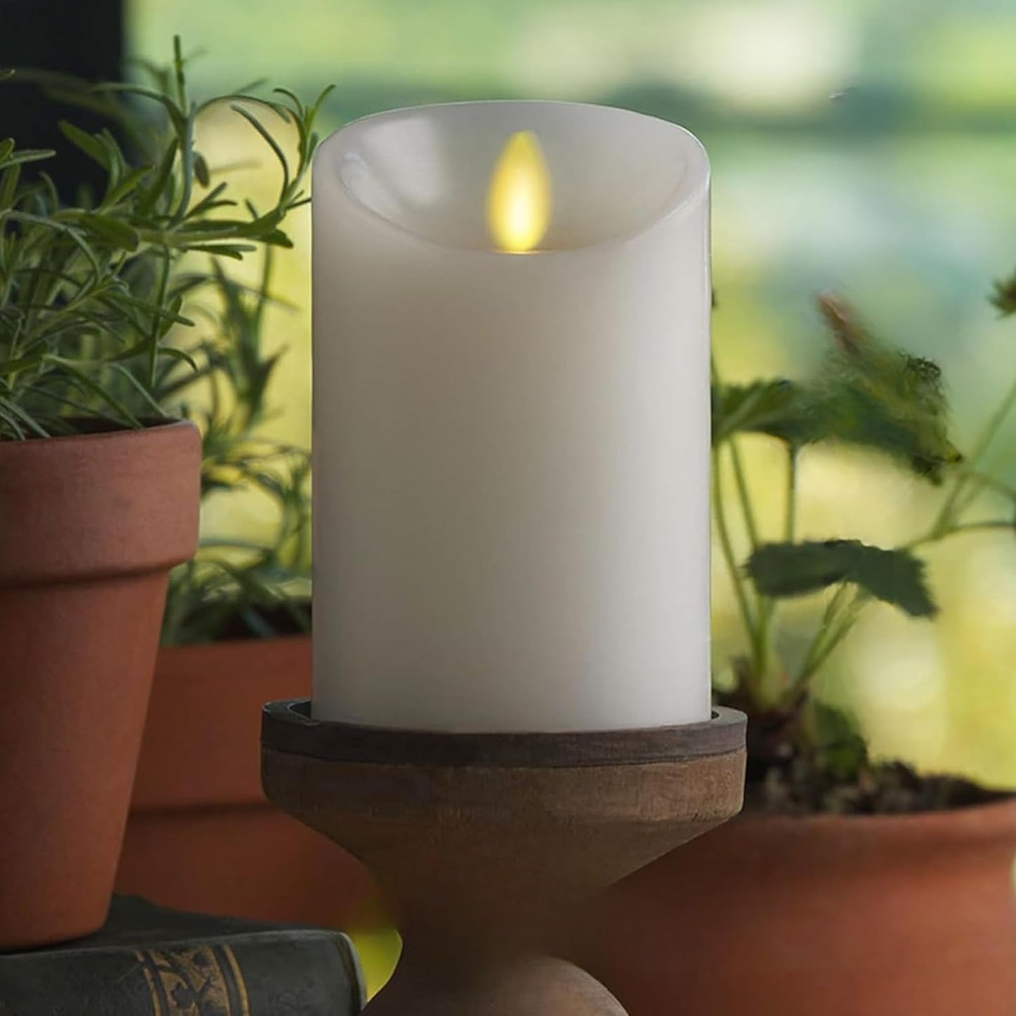 Luminara Flameless LED Battery Operated Ivory Pillar Candle, Flickering Realistic Moving Flame, 3" x 4.5" Luminous Real Wax Indoor Home Decor Pack of 1