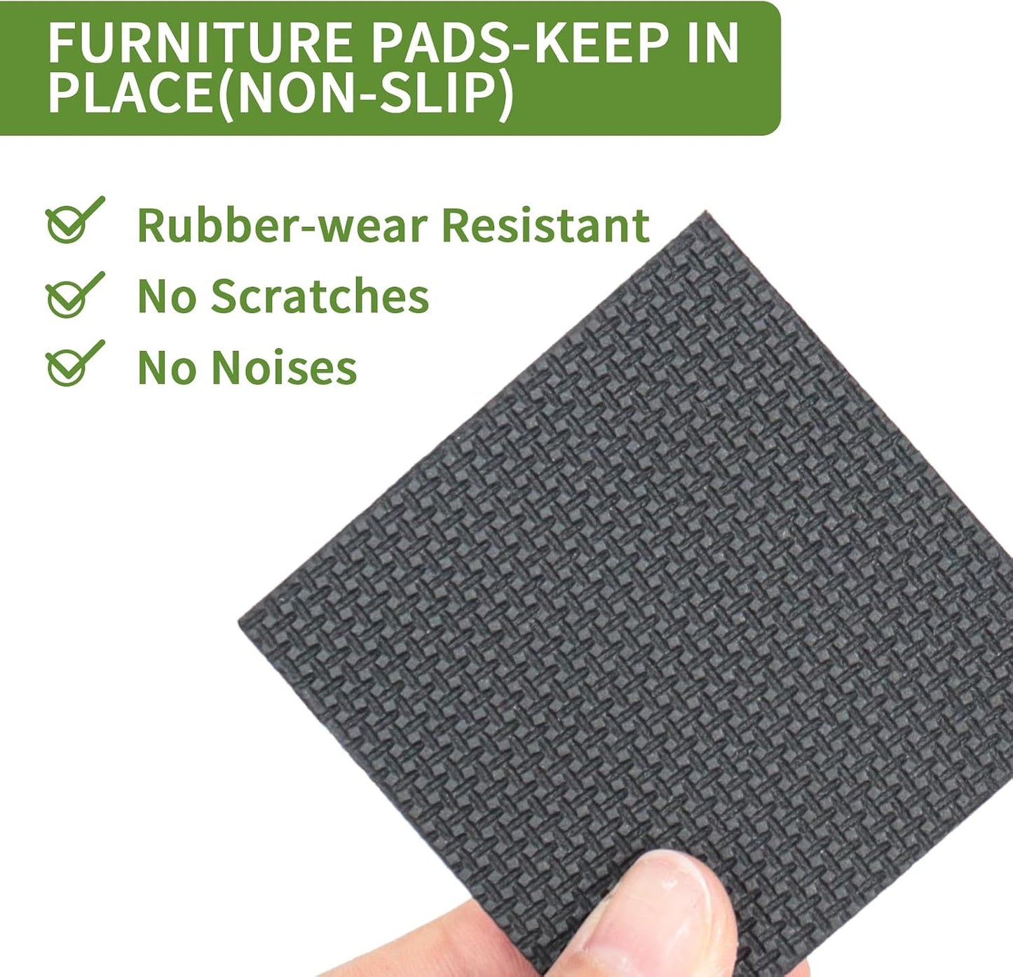 Non Slip Furniture Pads 36 PCS 1'' Square - Anti Slip Furniture Pads - Self Adhesive Rubber Feet Furniture Feet - Chair Leg Floor Protectors - Keep Furniture in Place