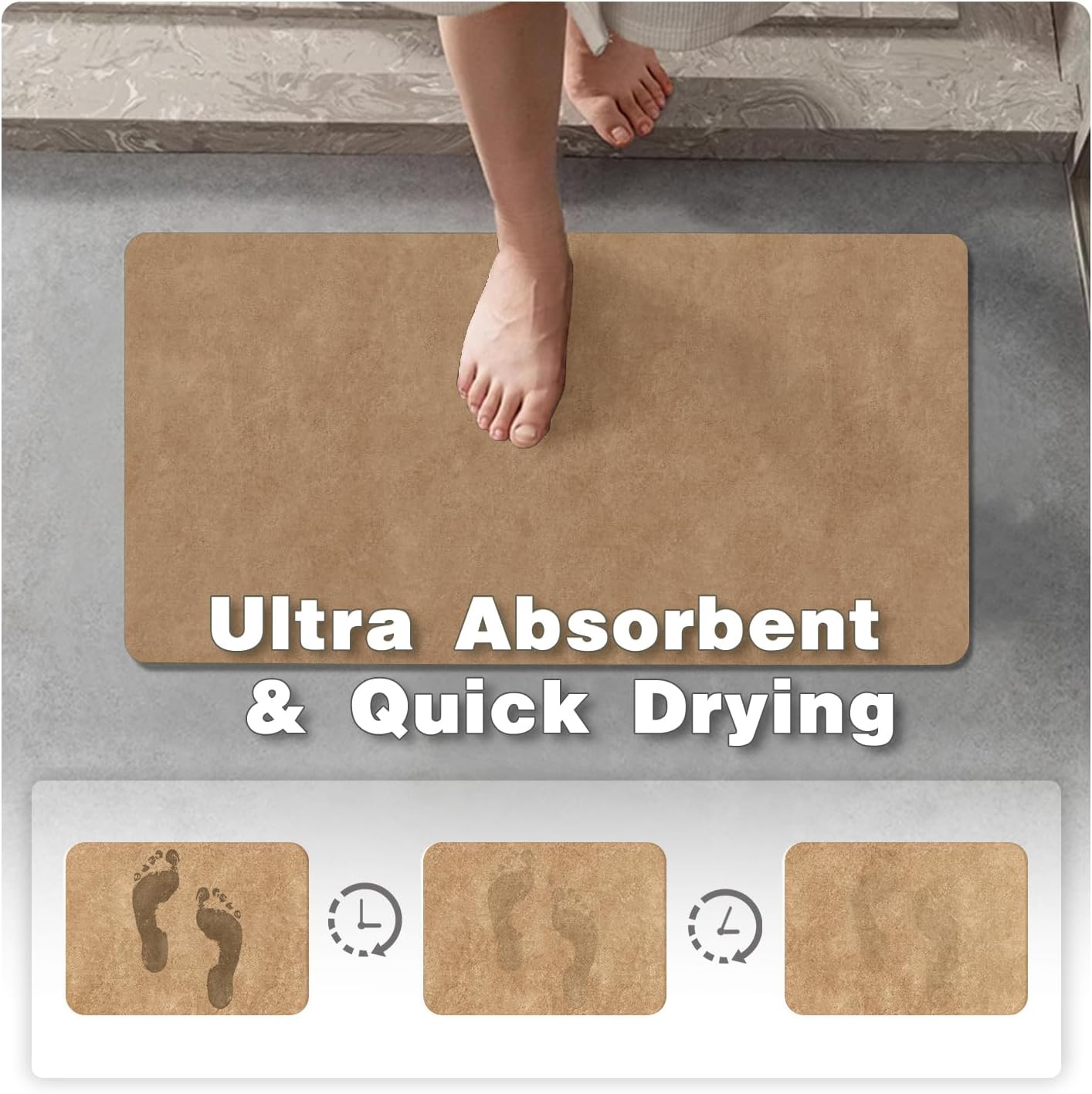 TYUU Bath Mat, Bathroom Rugs Non Slip Washable Thin Absorbent Quick Dry Bath Mat Fits Under Door Bathroom Floor Mat Perfect for Bath, Shower, or Sink 16"x24" Dark Grey