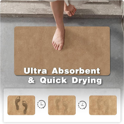 TYUU Bath Mat, Bathroom Rugs Non Slip Washable Thin Absorbent Quick Dry Bath Mat Fits Under Door Bathroom Floor Mat Perfect for Bath, Shower, or Sink 16"x24" Dark Grey