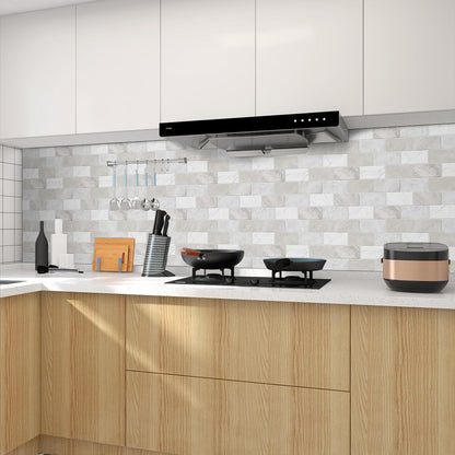 10 Sheets Peel and Stick Backsplash for Kitchen 12"X12" Renter Friendly Backsplash Back Splash Adhesive Subway Wall for Bathroom Tile Sticker Off-White Marble （Not 3D Tile