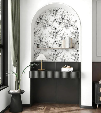Floralplus Peel and Stick Wallpaper Boho Leaf Removable Wallpaper for Bathroom Renter Leaf Contact Paper for Locker Shelf Liner Vinyl Adhesive Wallpapers Wall Mural Decor 17.5 in x 118 in