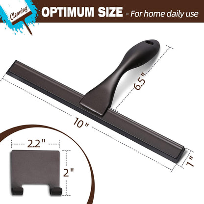 Shower Squeegee, 10-Inch Matte Black Squeegee, All-Purpose Stainless Steel Squeegee for Bathroom, Shower Doors, Mirrors, Tiles and Car Windows - 100% Streak Free