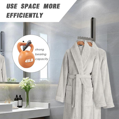Folding Clothes Drying Rack with 3 Brackets for Over The Door and Wall Mount, All Metal Laundry Dryer Rack with Retractable Rod for Towel, Fit Doors Thickness from 0.59in to 1.96in (Space Grey)