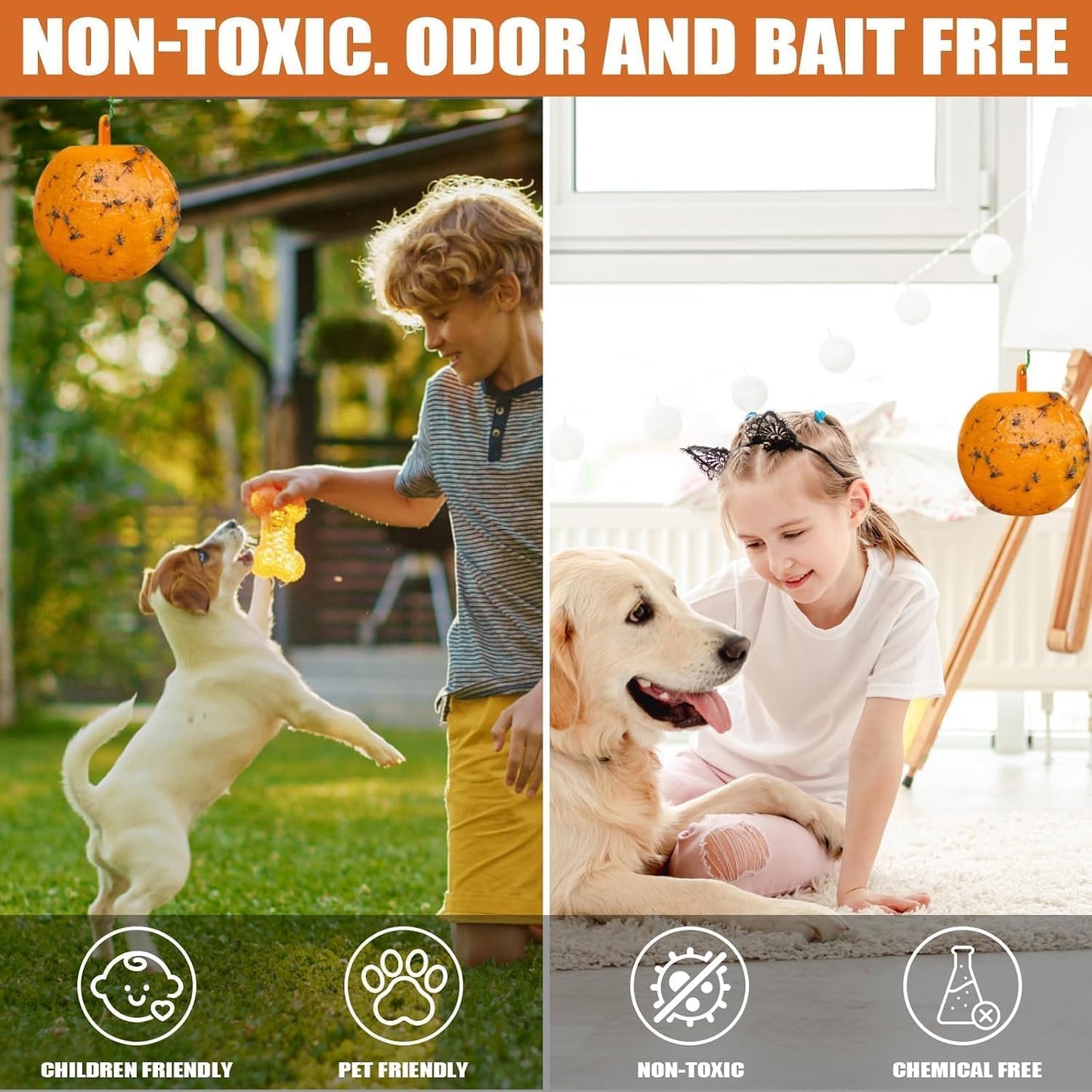 Sticky Insect Trap Ball Osseph Fruit Fly Trap Balls for Indoor Outdoor | Physical Sticky Hanging Bug Ball Catches Flie Gnat Mosquitoe Flying Insects 6pack (Green)